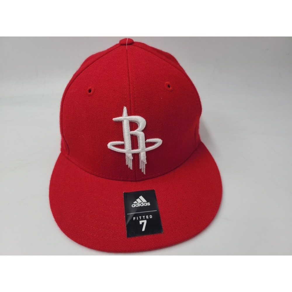 Houston Rockets Adidas Fitted 7 Hat Cap Wool Men Women NBA Basketball Red White